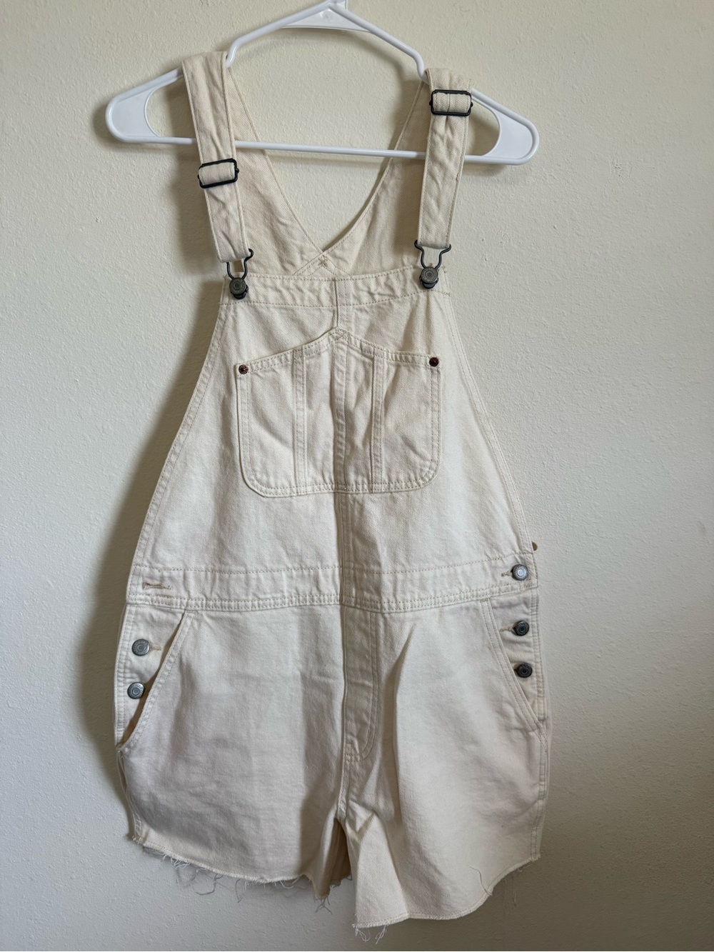 Old Navy Cream Short Denim Overalls